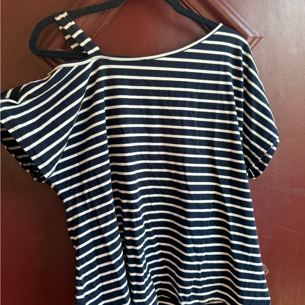 Black white Striped Short Sleeve Top